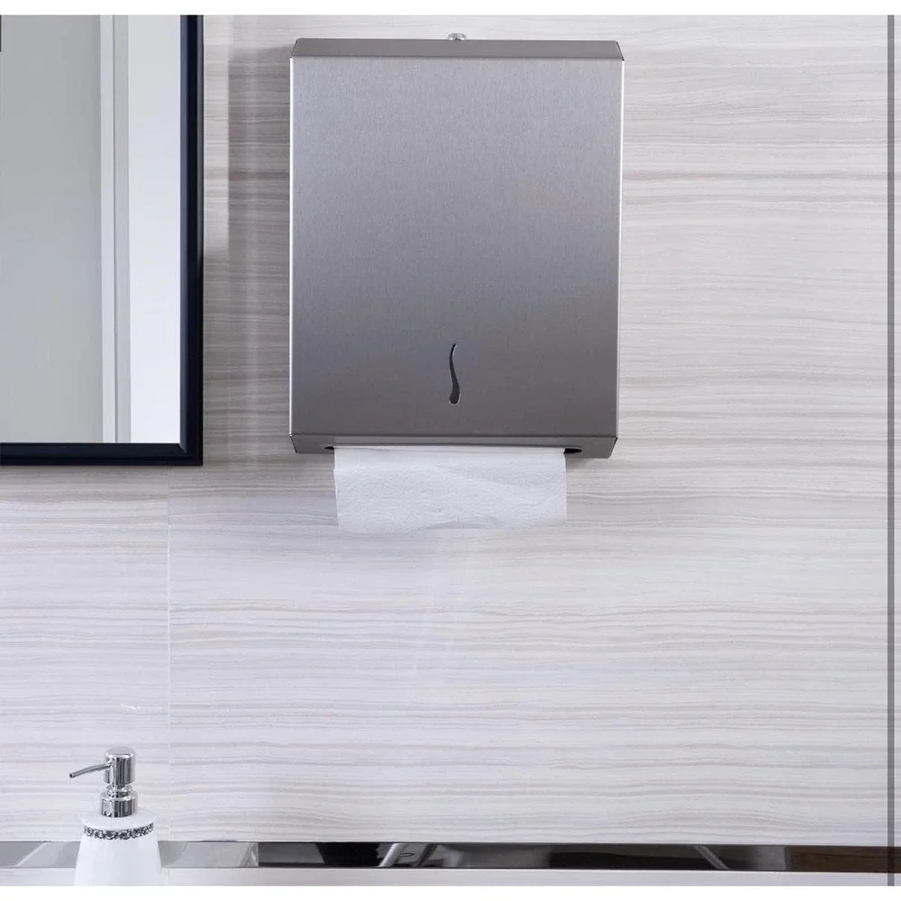 Vellora Paper Towel Dispenser SS304 Stainless Steel Lock Wall Mount 400 C-Fold